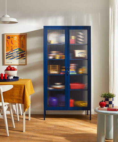 The Collector Glass Locker in Navy — lifestyle
