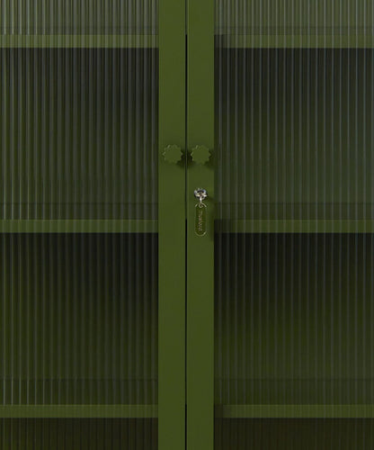 The Collector Glass Locker in Olive — close-up