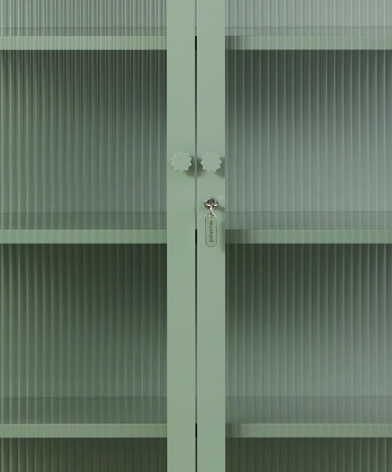 The Collector Glass Locker in Sage — close-up