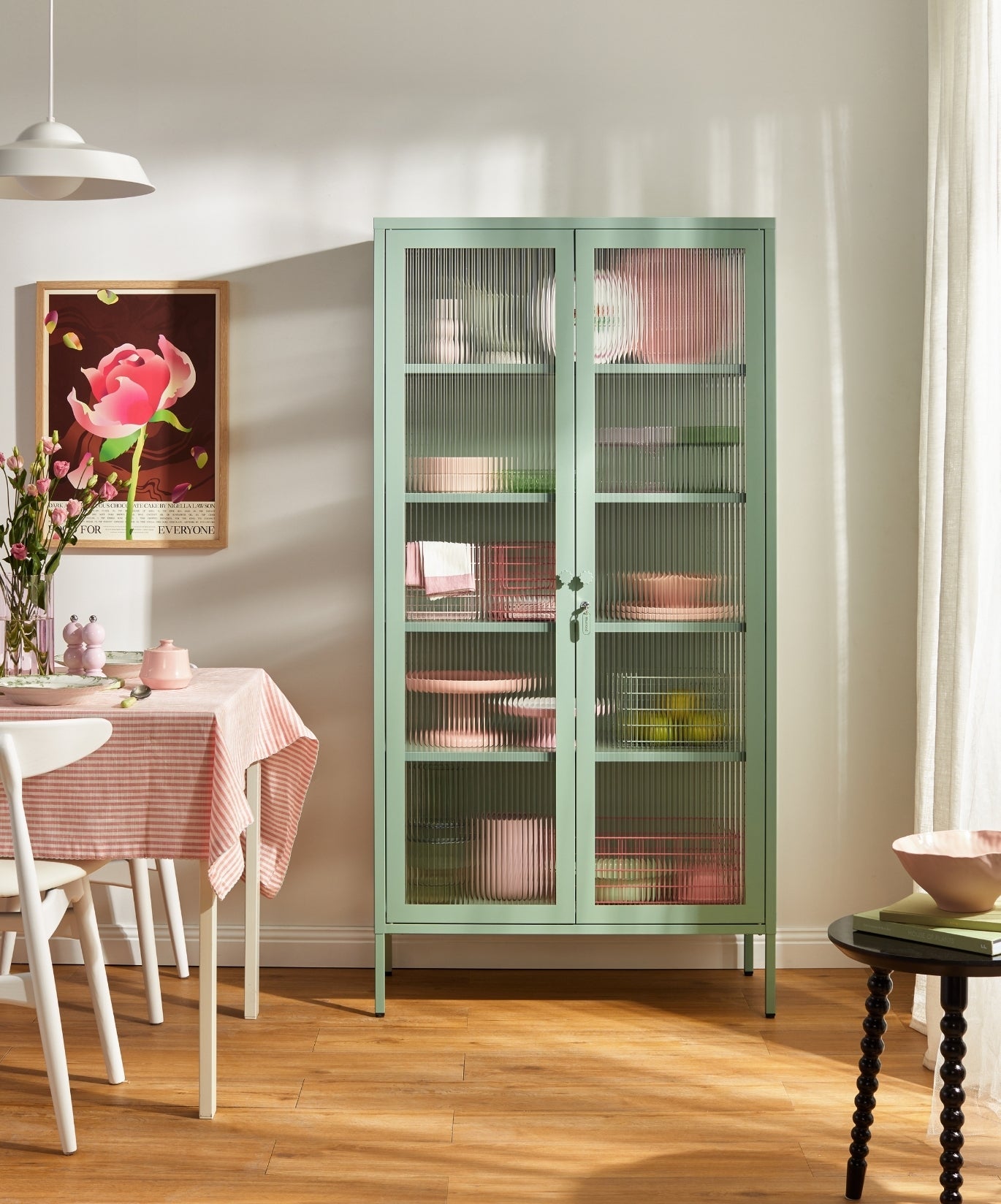 The Collector Glass Locker in Sage — lifestyle