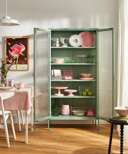 The Collector Glass Locker in Sage — lifestyle 3