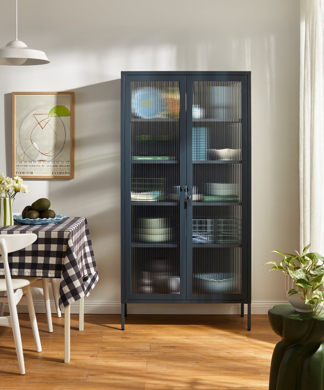 The Collector Glass Locker in Slate — lifestyle