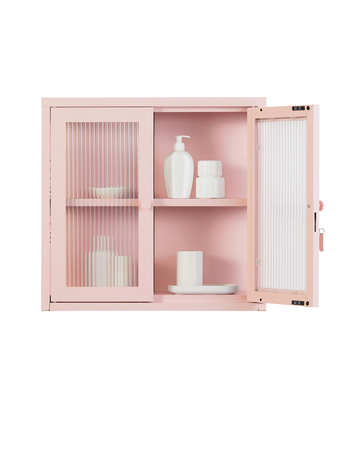 The Kit Wall Cabinet in Blush — open