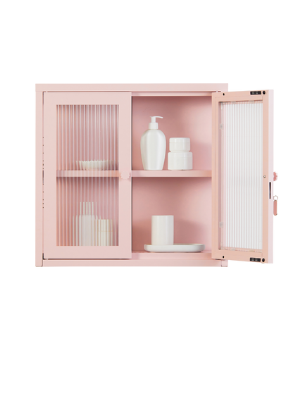 The Kit Wall Cabinet in Blush — open