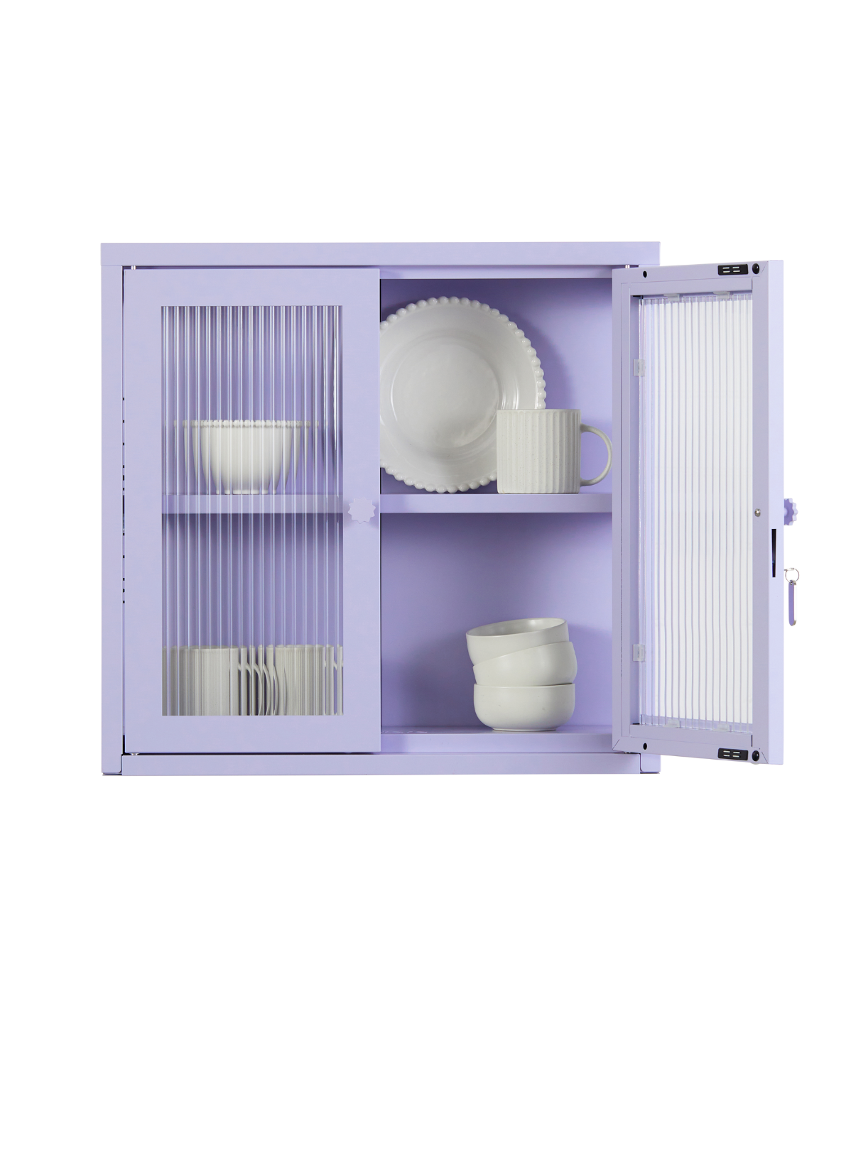 The Kit Wall Cabinet in Lilac — open