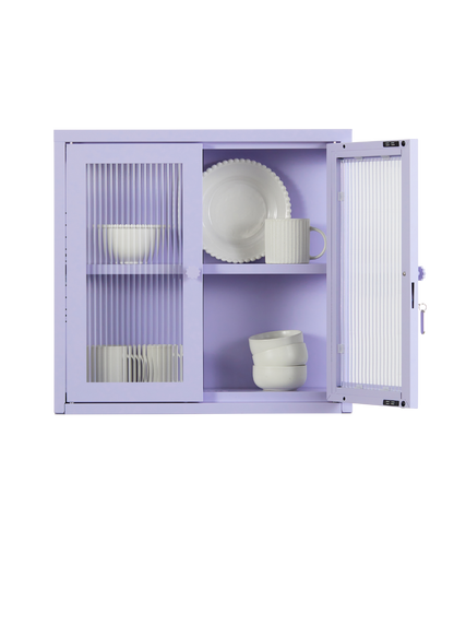 The Kit Wall Cabinet in Lilac — open