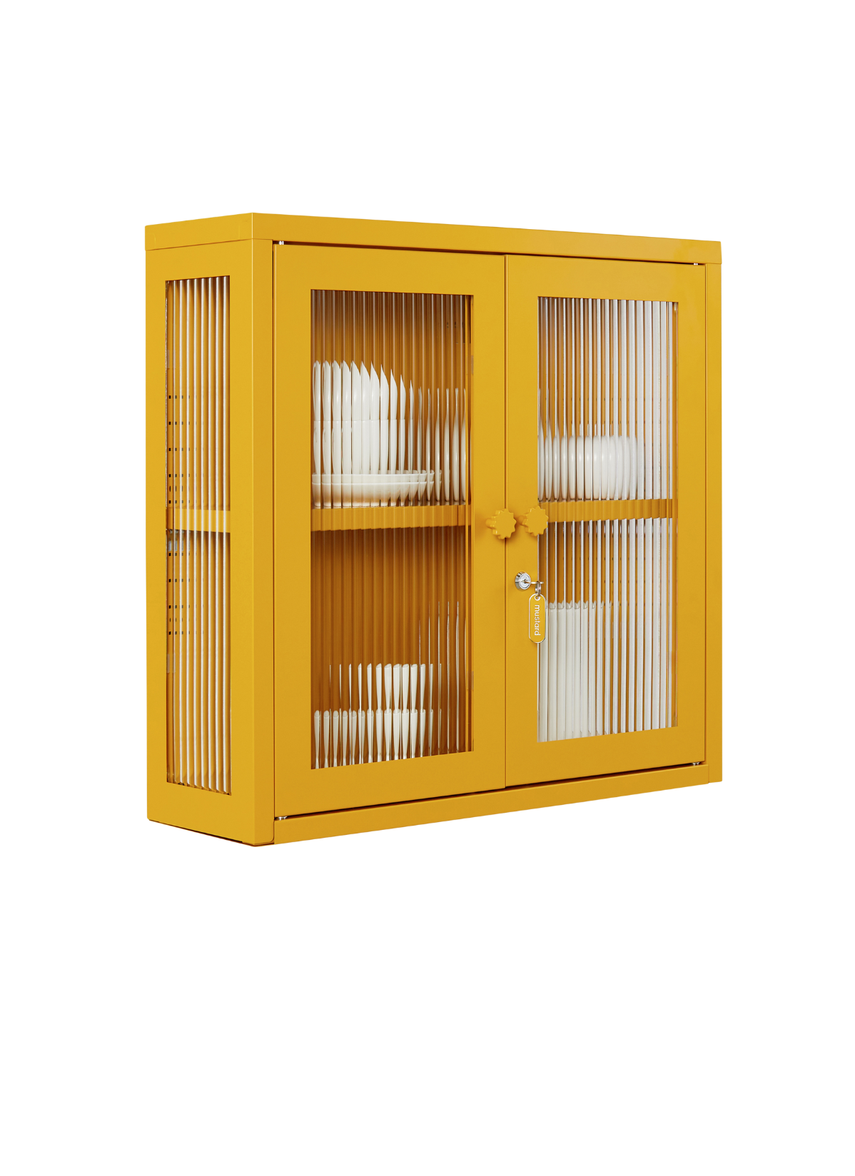 The Kit Wall Cabinet in Mustard — angled