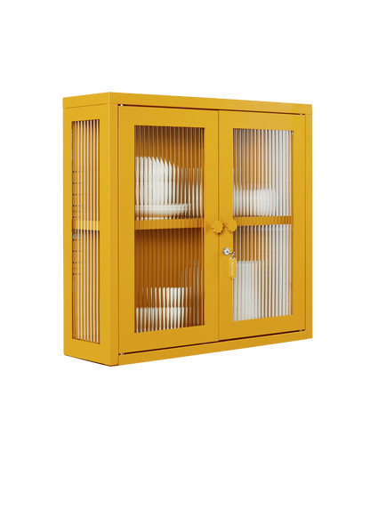 The Kit Wall Cabinet in Mustard — angled