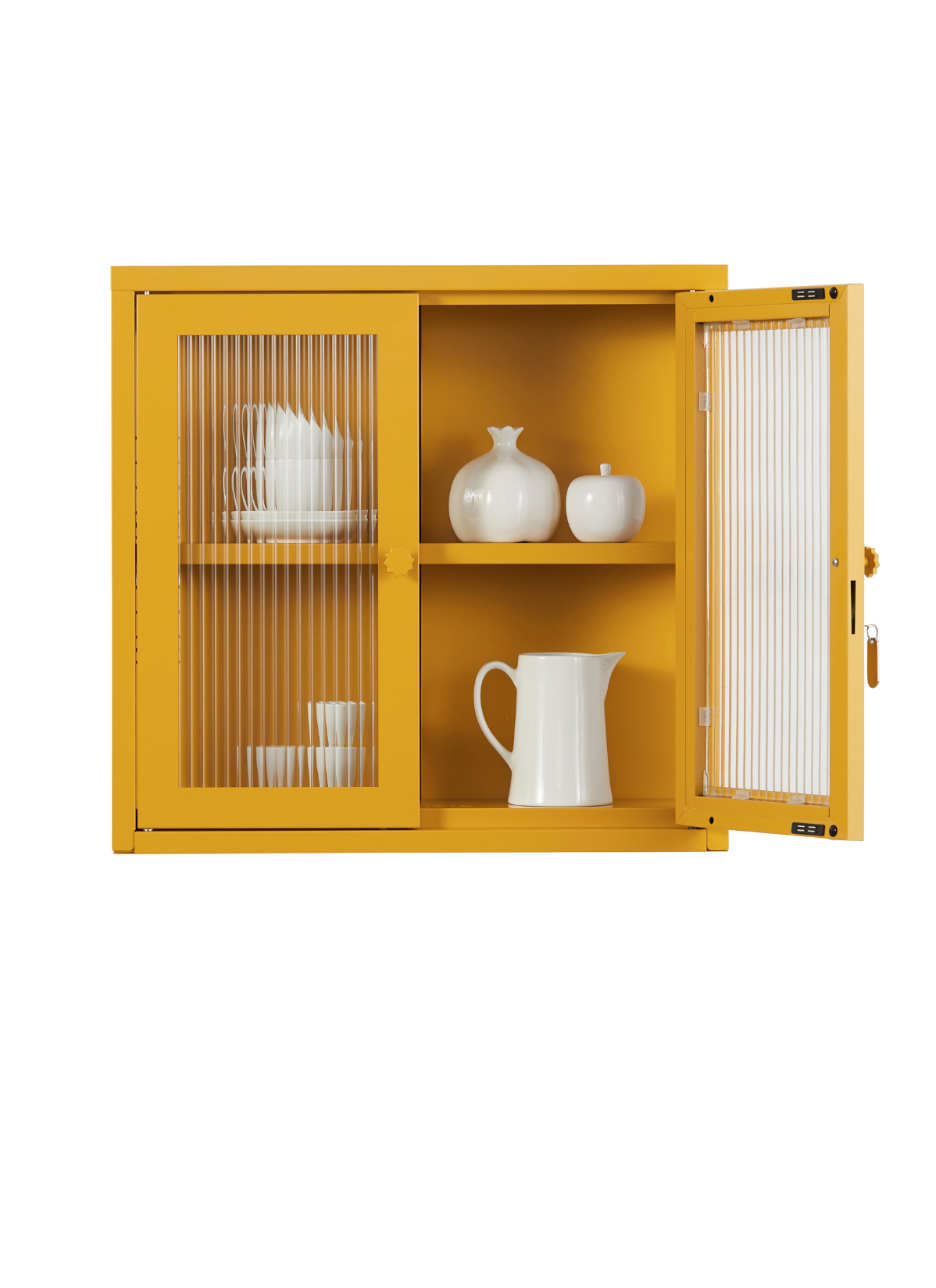 The Kit Wall Cabinet in Mustard — open