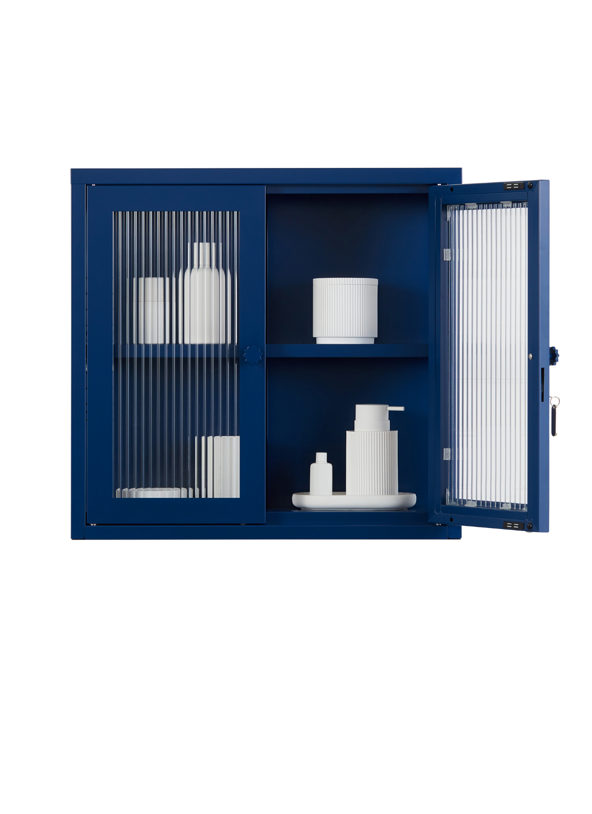 The Kit Wall Cabinet in Navy — open