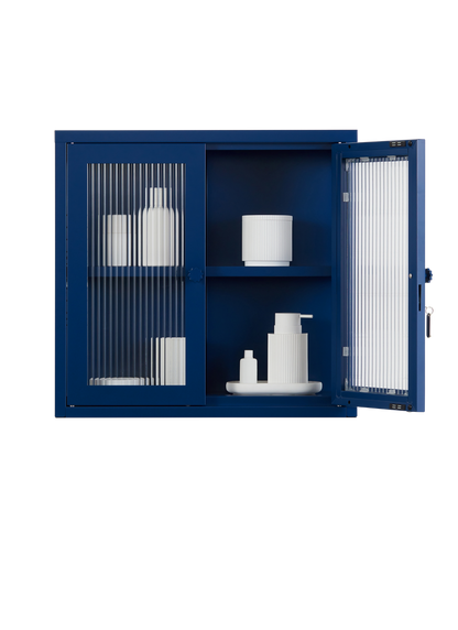 The Kit Wall Cabinet in Navy — open