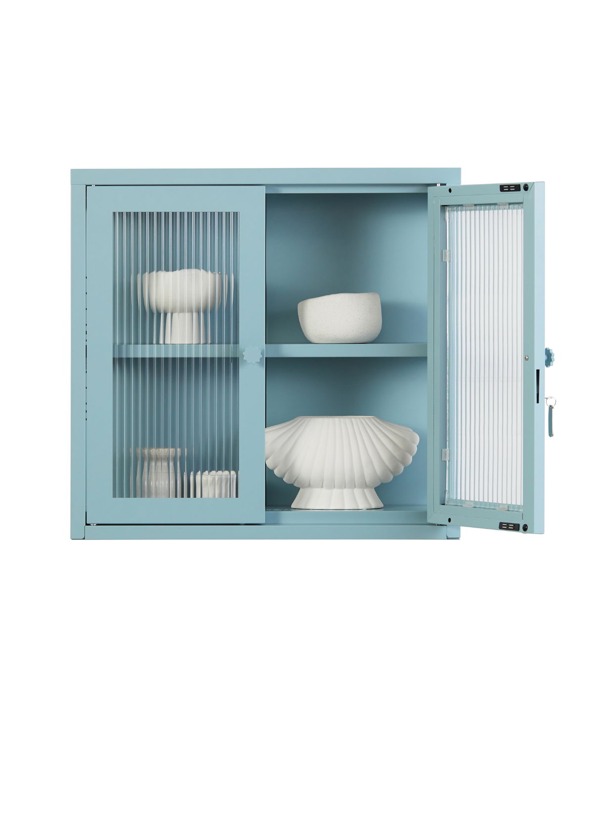The Kit Wall Cabinet in Ocean — open