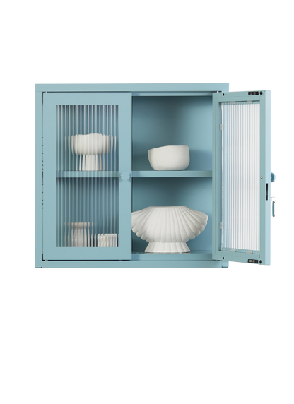 The Kit Wall Cabinet in Ocean — open