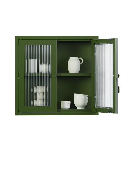 The Kit Wall Cabinet in Olive — open