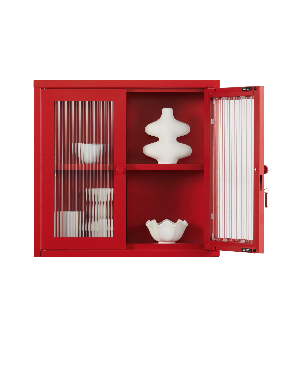 The Kit Wall Cabinet in Poppy — open