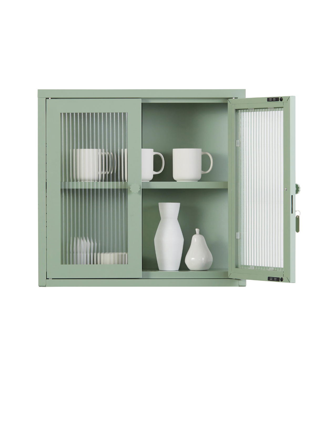 The Kit Wall Cabinet in Sage — open