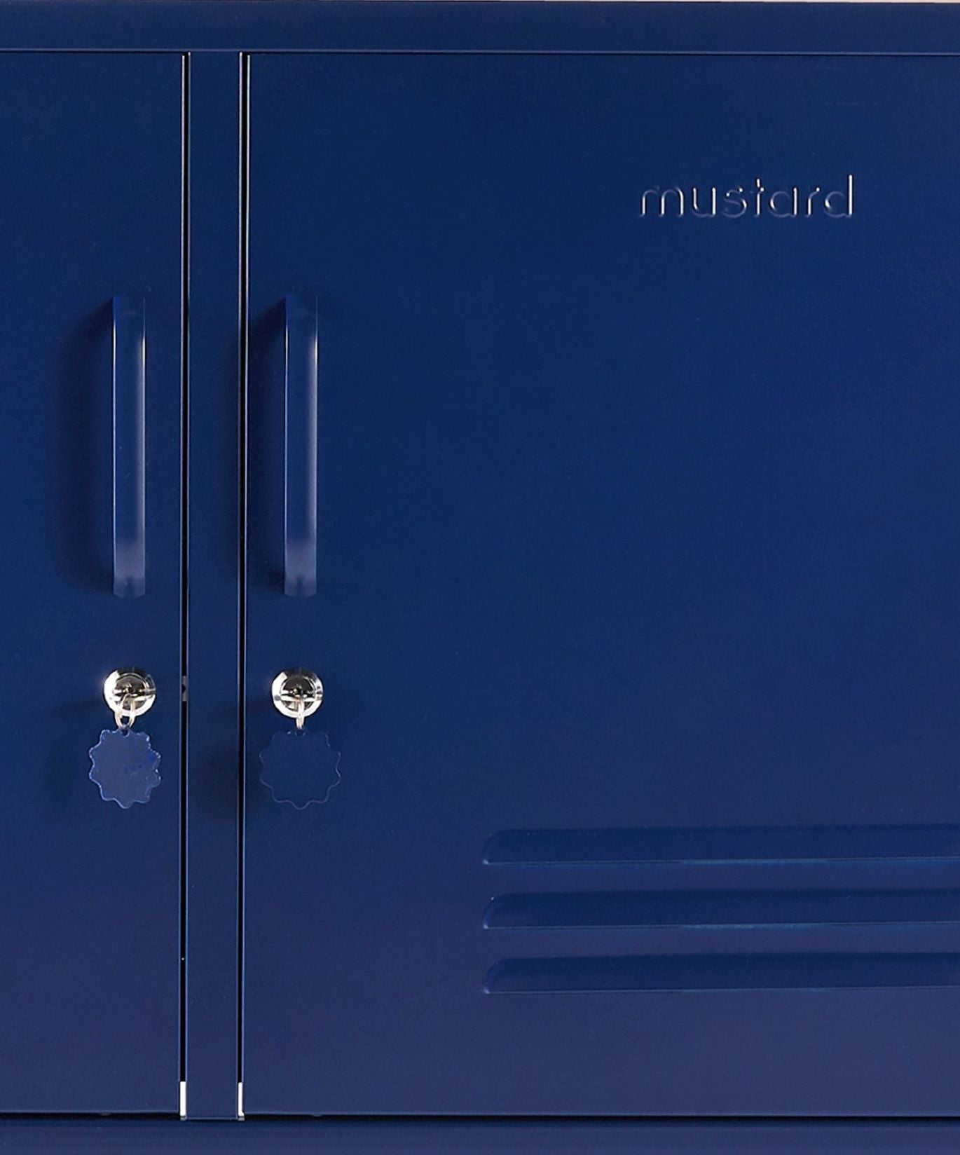 The Lowdown Locker in Navy — close-up