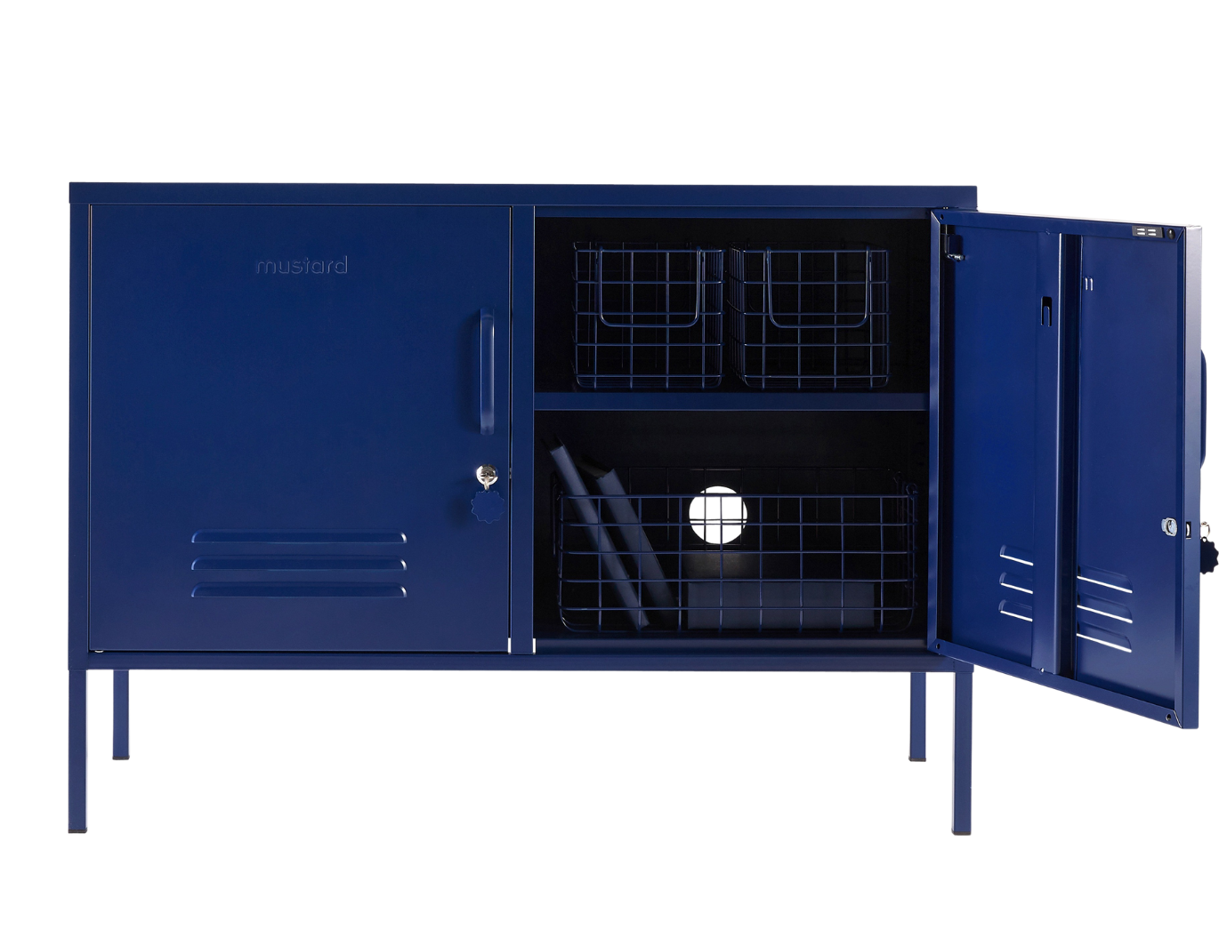 The Lowdown Locker in Navy — open