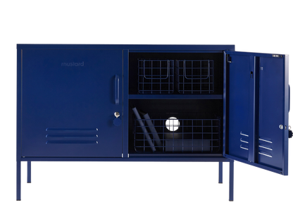 The Lowdown Locker in Navy — open