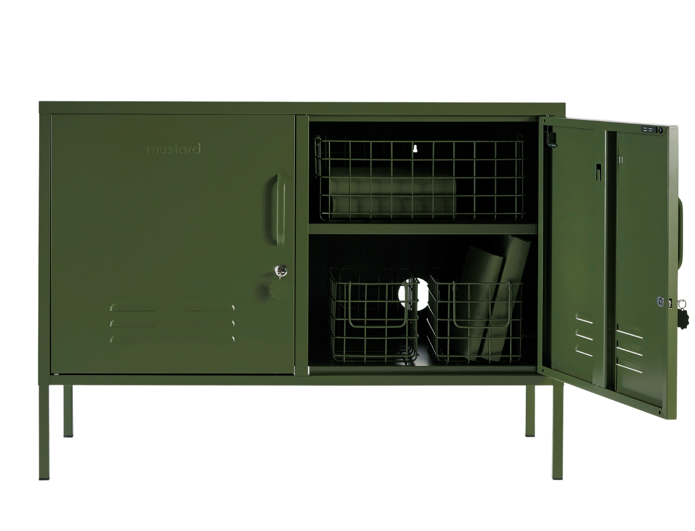 The Lowdown Locker in Olive — open
