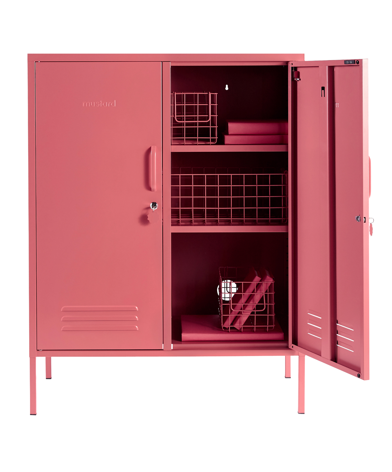 The Midi Locker in Berry — open