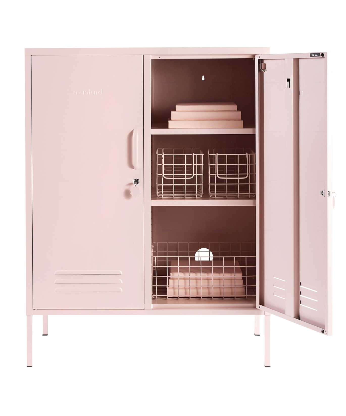 The Midi Locker in Blush — open