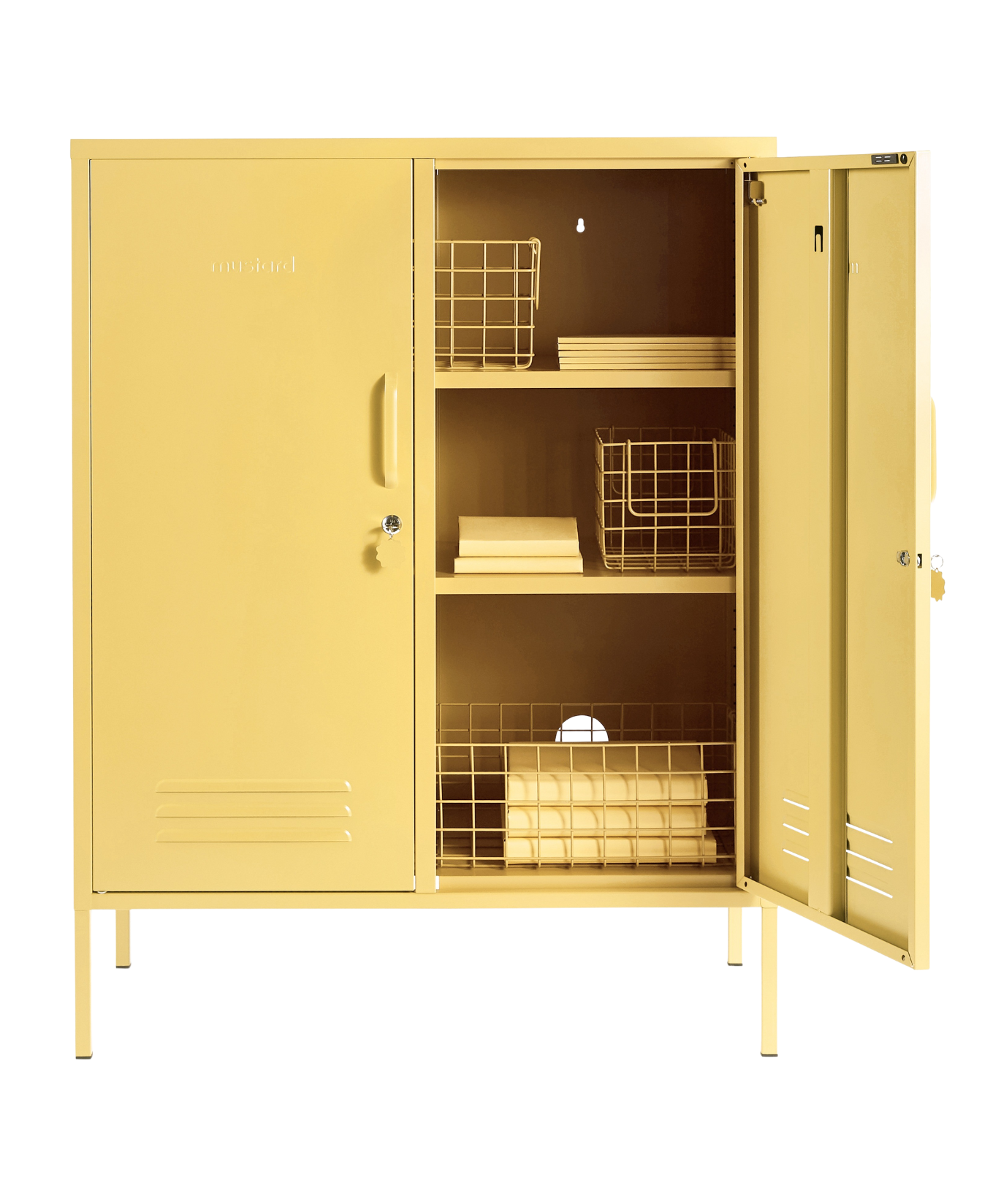 The Midi Locker in Butter — open