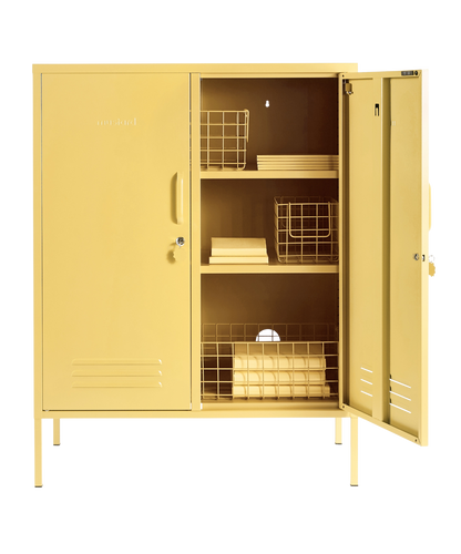 The Midi Locker in Butter — open