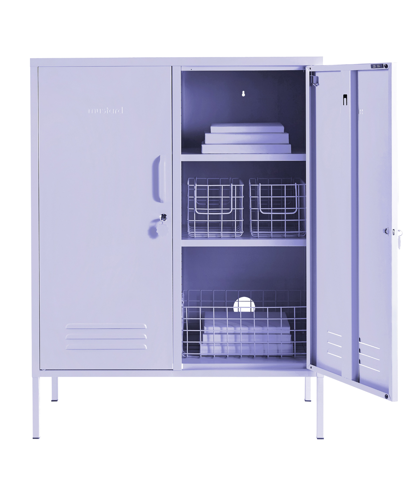 The Midi Locker in Lilac — open