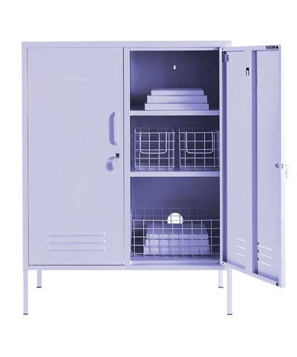 The Midi Locker in Lilac — open