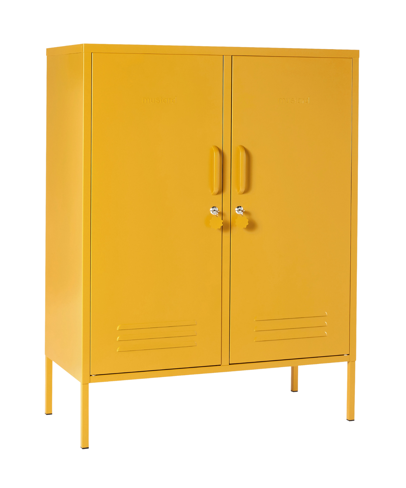 The Midi Locker in Mustard — angled