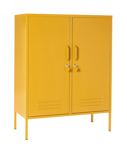 The Midi Locker in Mustard — angled