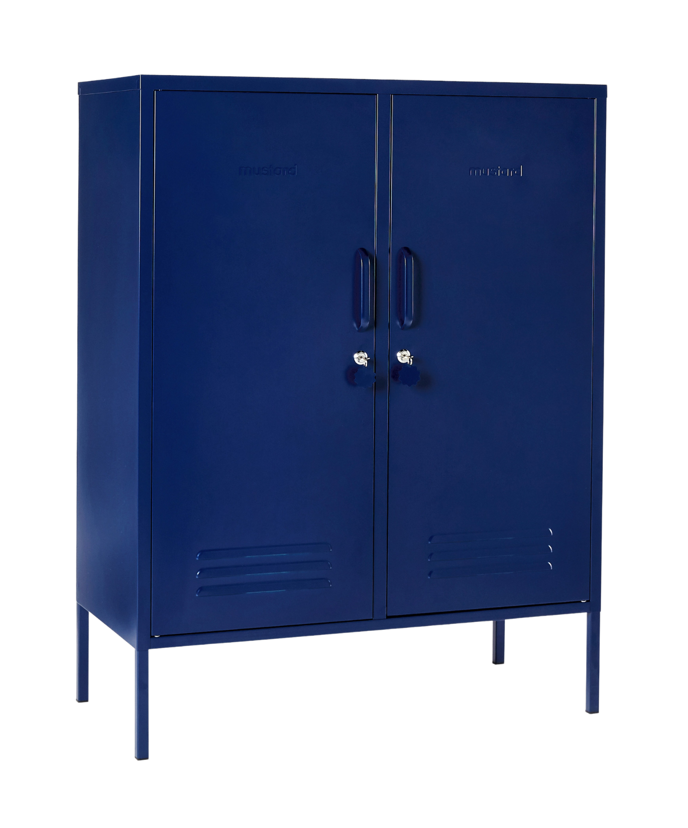 The Midi Locker in Navy — angled