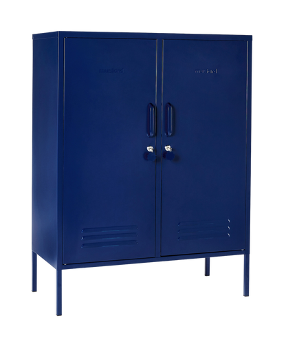 The Midi Locker in Navy — angled