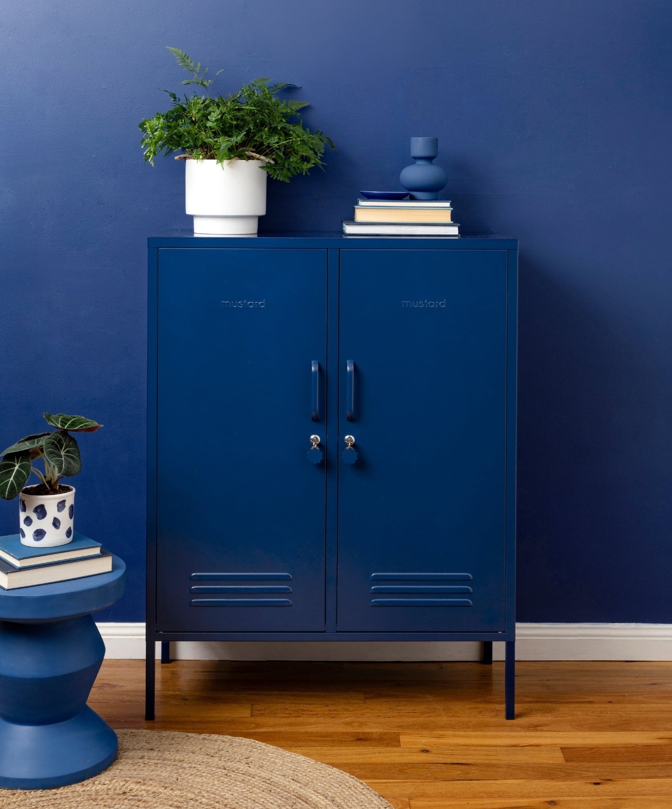 The Midi Locker in Navy — lifestyle