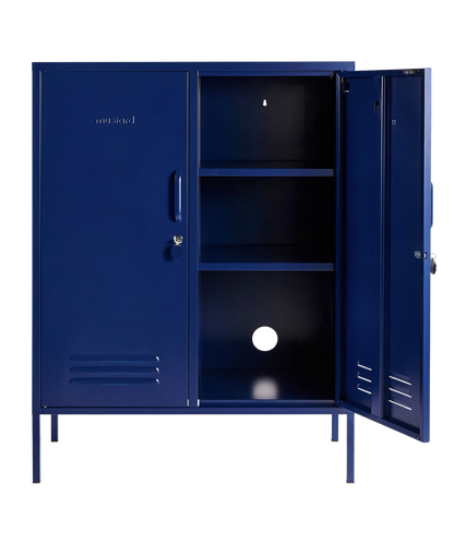 The Midi Locker in Navy — open