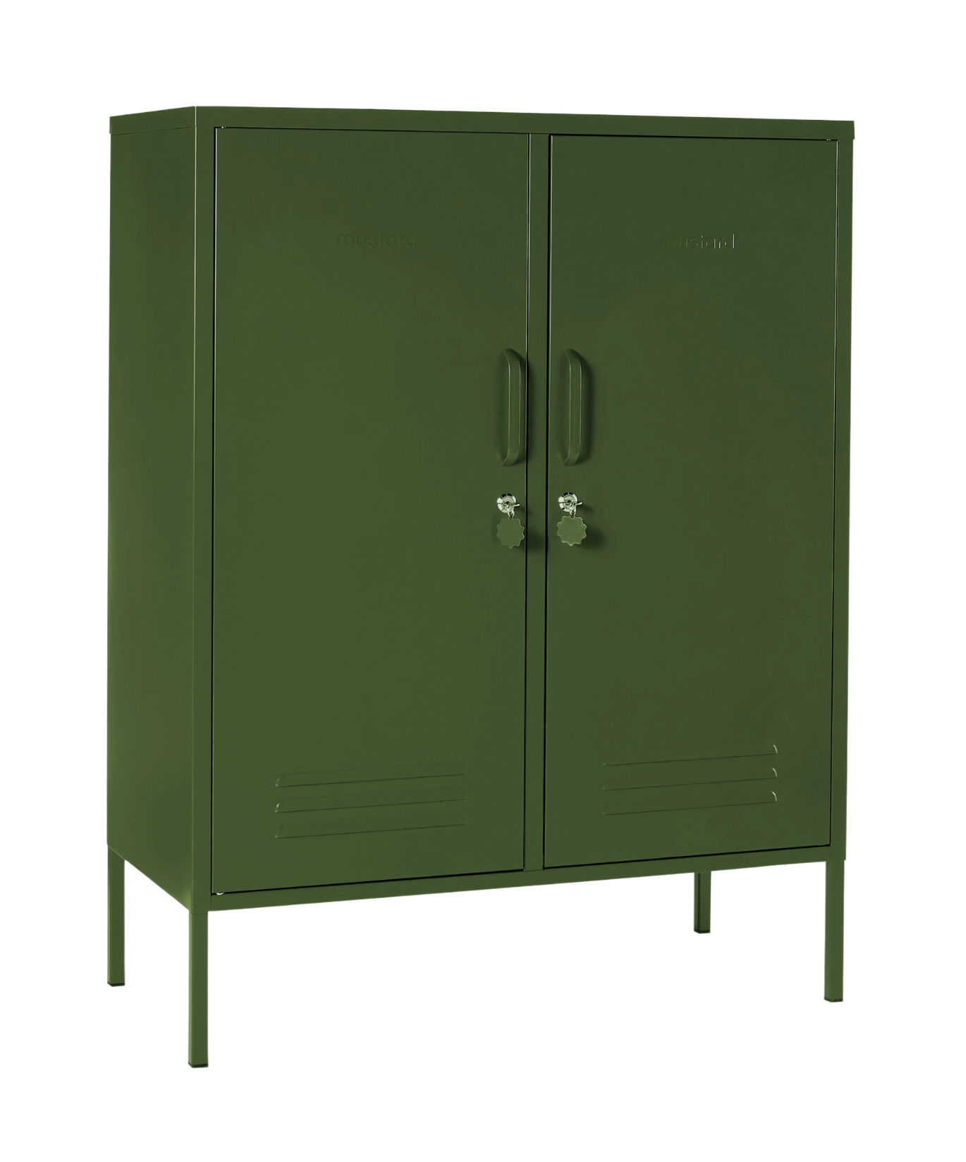 The Midi Locker in Olive — angled