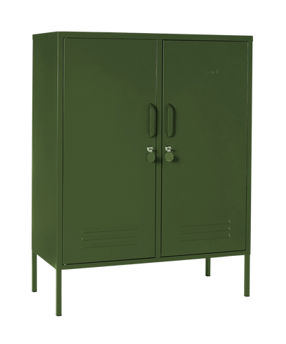 The Midi Locker in Olive — angled
