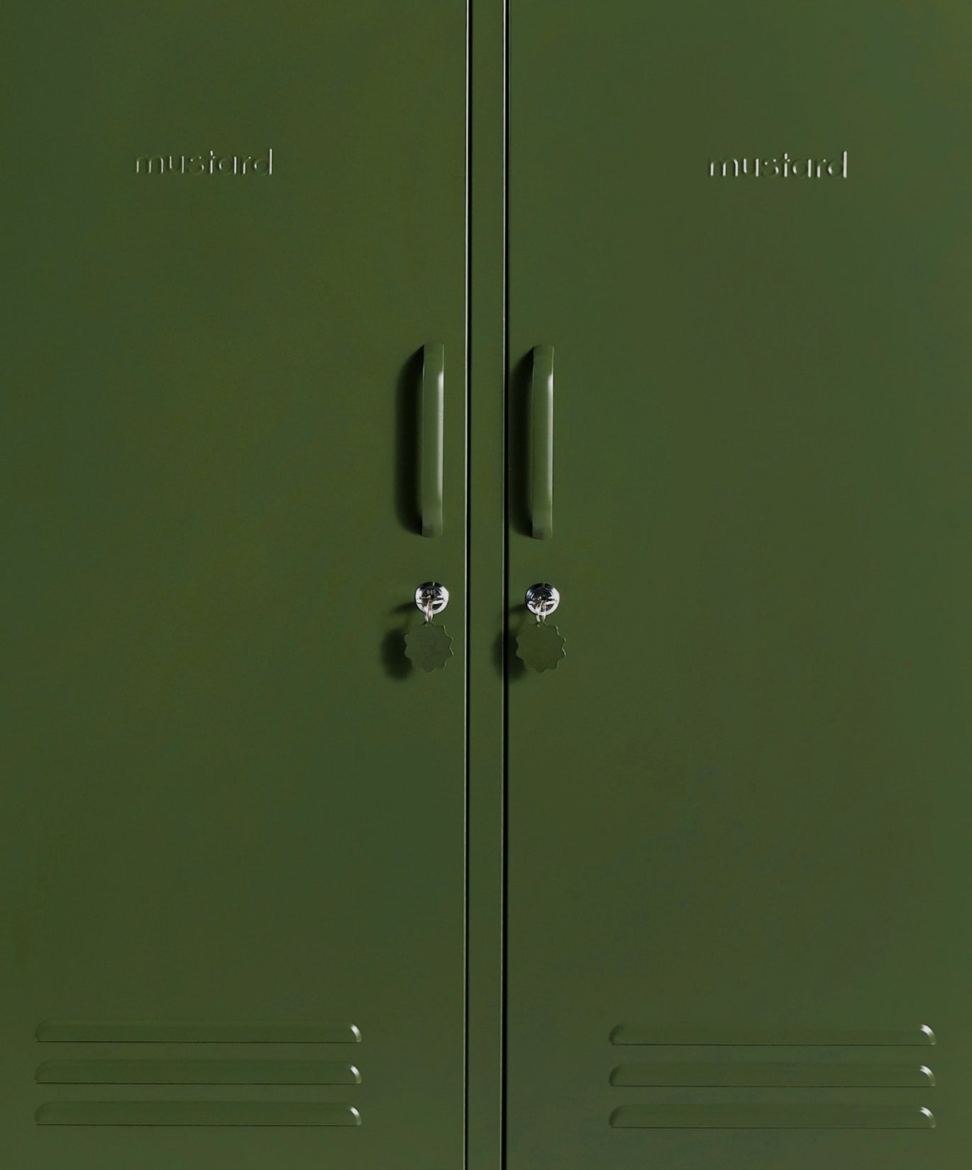 The Midi Locker in Olive — close-up