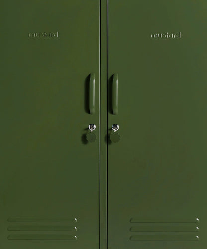 The Midi Locker in Olive — close-up