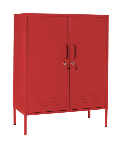 The Midi Locker in Poppy — angled