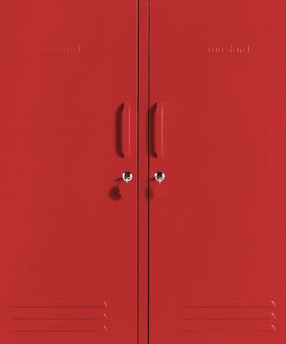 The Midi Locker in Poppy — close-up