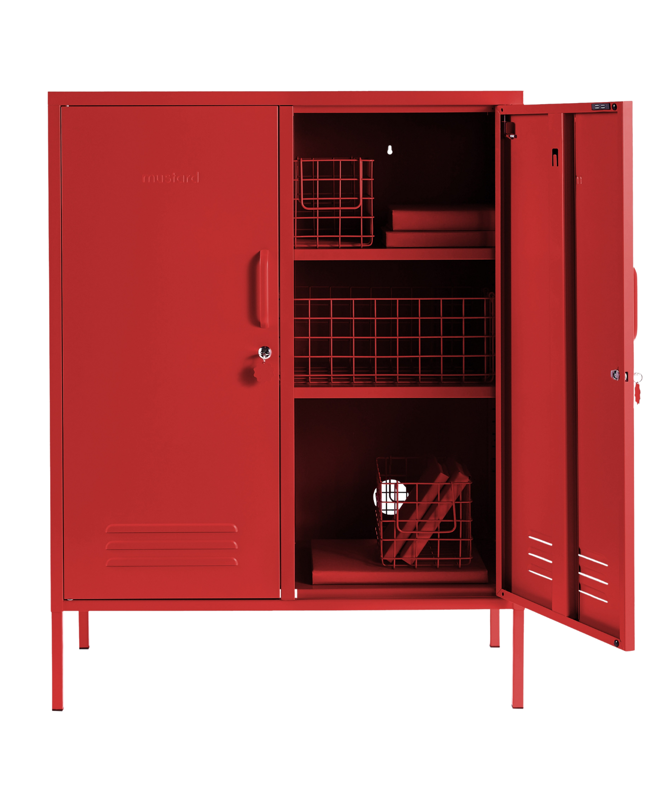 The Midi Locker in Poppy — open