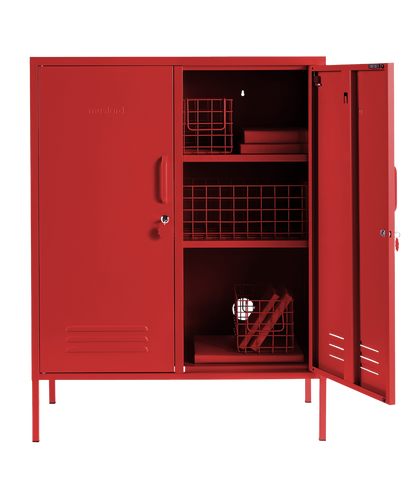 The Midi Locker in Poppy — open