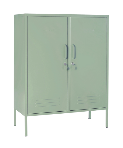 The Midi Locker in Sage — angled