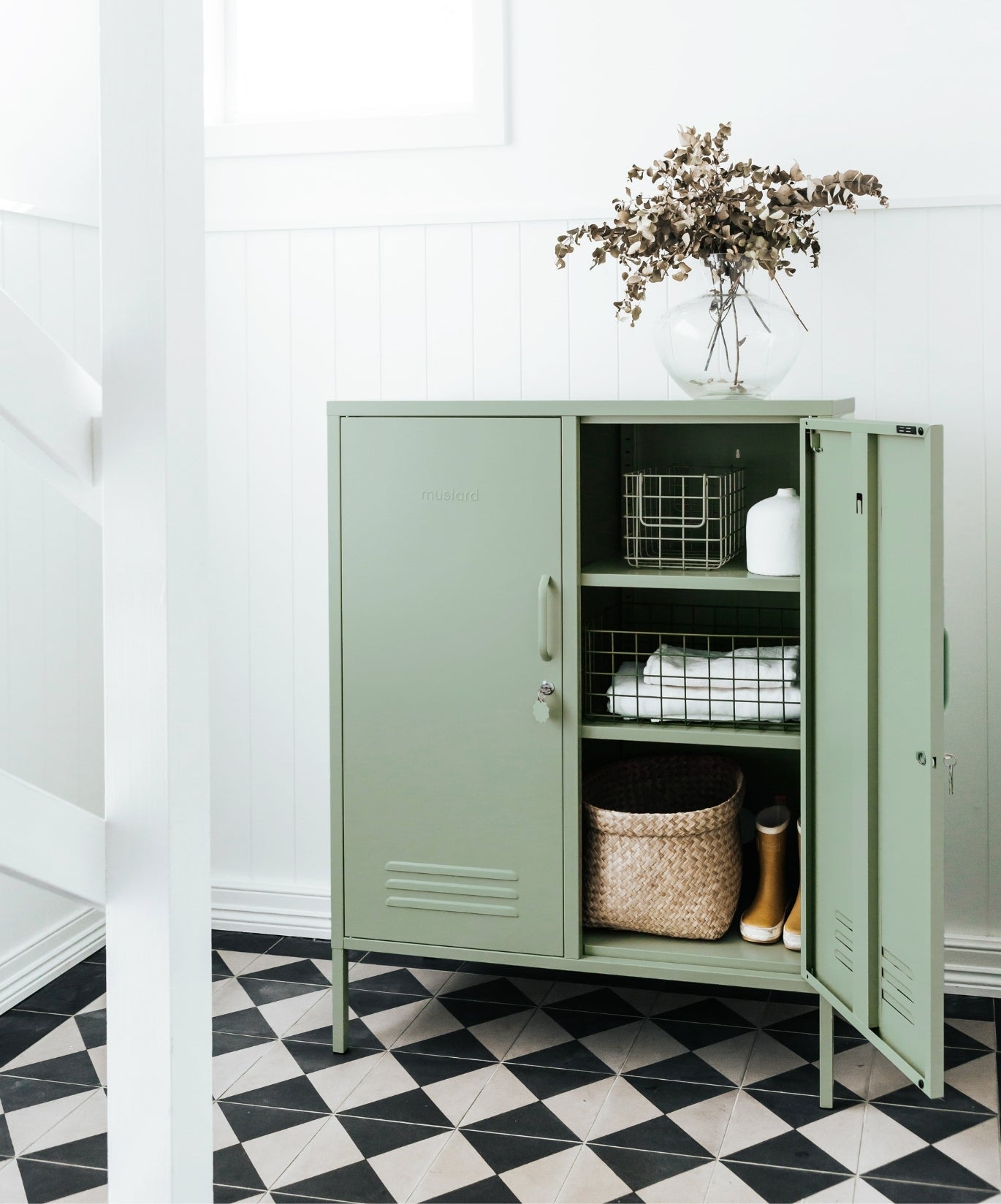 The Midi Locker in Sage — lifestyle