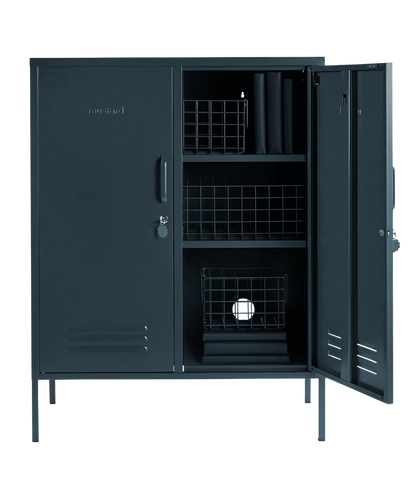 The Midi Locker in Slate — open