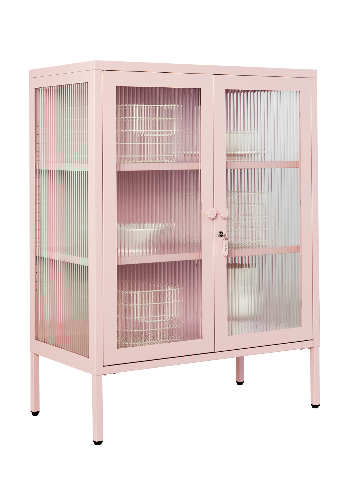 The Mixer Drinks Cabinet in Blush — angled