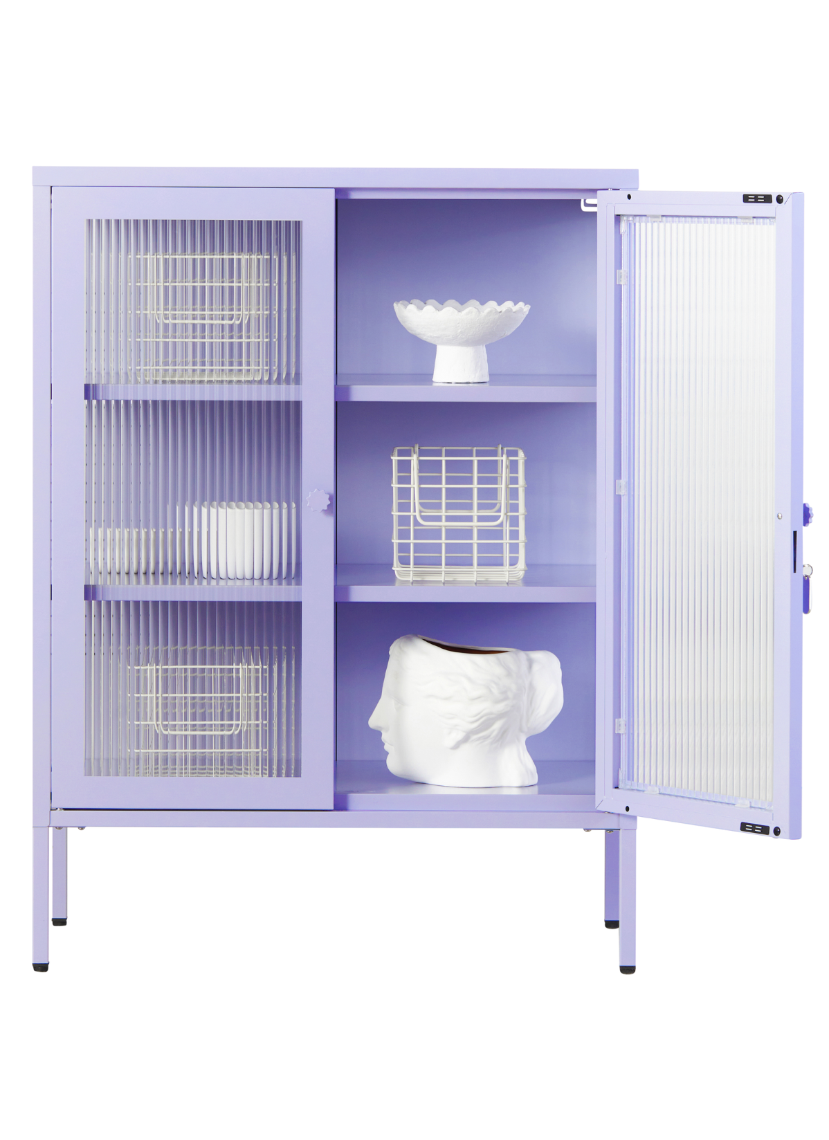 The Mixer Drinks Cabinet in Lilac — open