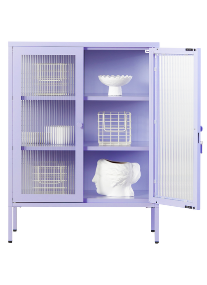 The Mixer Drinks Cabinet in Lilac — open